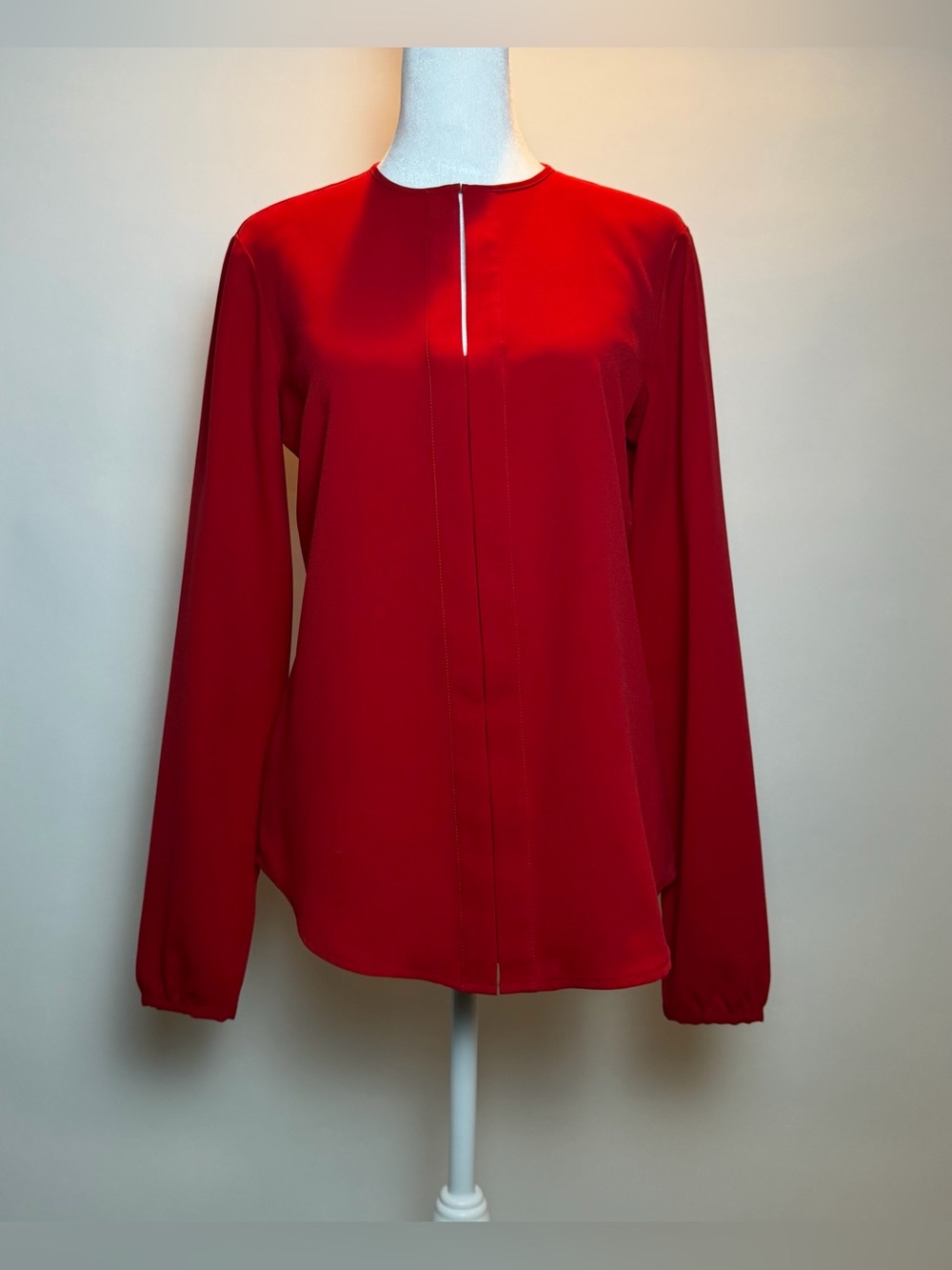 Lauren Ralph Lauren Red Long-Sleeve Keyhole Blouse